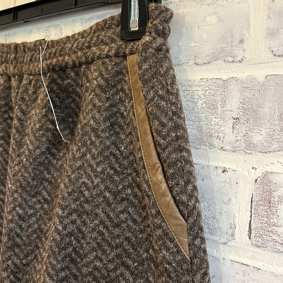 J Crew Women Skirt 0 Brown Herringbone Mini Wool Blend Pockets Stretch Old Money - Picture 4 of 9